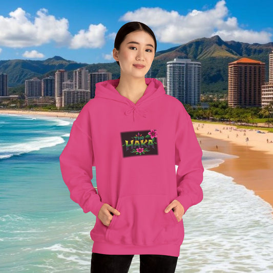 Hawaiian Hooded Sweatshirt with Floral Haka Design, Casual Wear, Beach Outfit, Gift for Dancers, Athletes, Summer Vibes