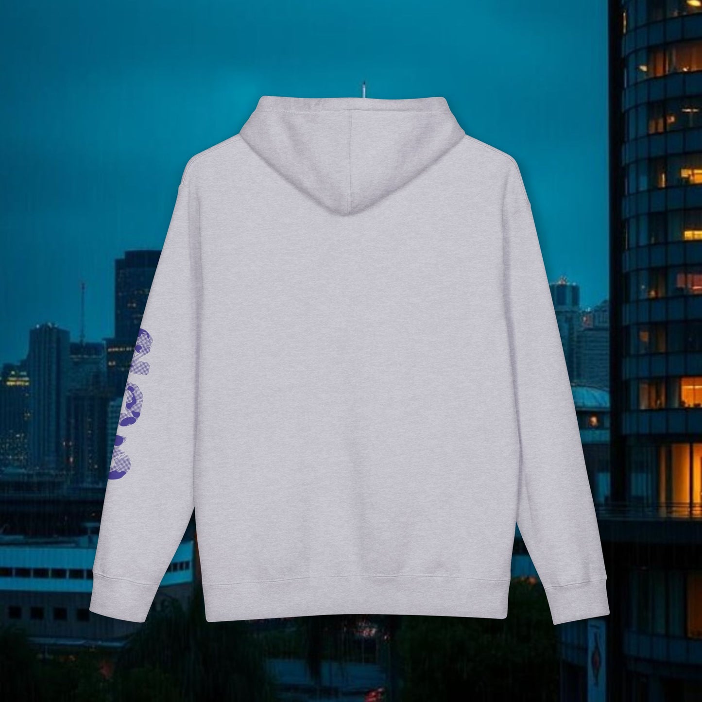Seattle Script Hoodie — Minimalist City Sweatshirt with 206 Sleeve