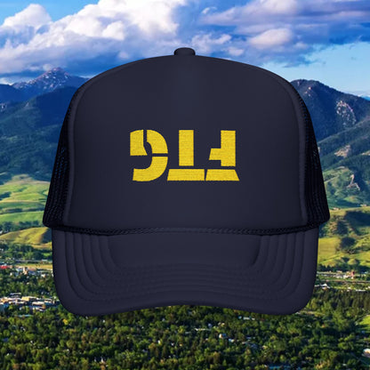 FTG Upside Down Foam Trucker Hat, Embroidered Casual Hat, Outdoor Cap, Summer Gift, Adjustable Snapback