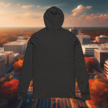 Unisex Hooded Long Sleeve Tee with STATE Design, Casual Wear, College Apparel, Sports Fan Gear, Gift for Football Fans