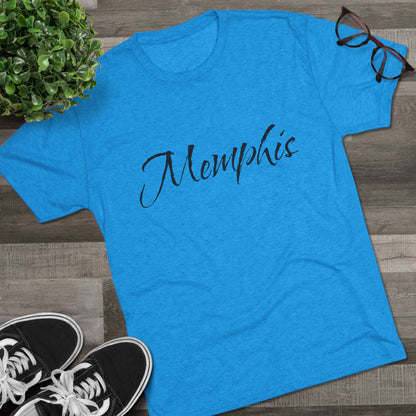 Memphis Script Tee — City Name Graphic T-Shirt, Tri-Blend Ultra Comfort, Perfect for a Night out or Gameday.