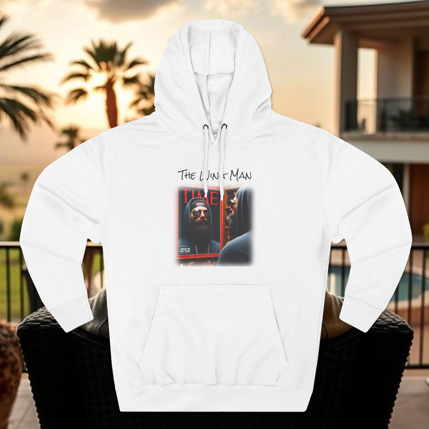 Wing Man "Man of the Year" Three-Panel Fleece Hoodie - Cozy Graphic Pullover, Gift for Him/Her, Casual Layering, Nostalgic Apparel, Unisex