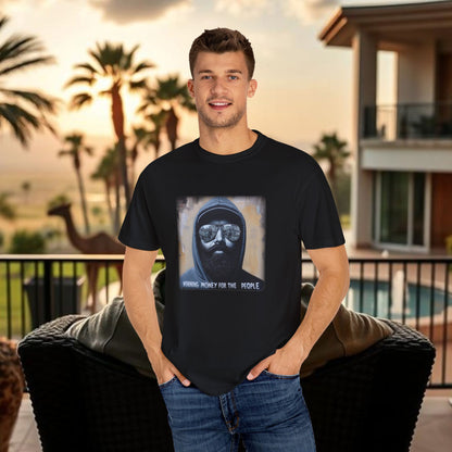 Wing Man Winning Money for The People, Urban Graphic T-shirt, Unisex Garment-Dyed Tee, Streetwear Style, Casual Summer Wear