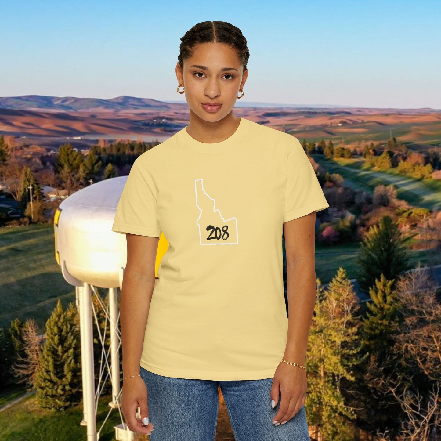 Idaho 208 Unisex Garment-Dyed T-Shirt, Casual Tees, State Pride Apparel, Gift for Idahoans, Gameday Fashion
