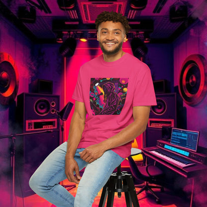 Colorful Unisex Garment-Dyed T-shirt, Artistic Graphic Tee, Music Festival Shirt, Casual Everyday Wear, Vibrant Streetwear, Unique Gift Idea