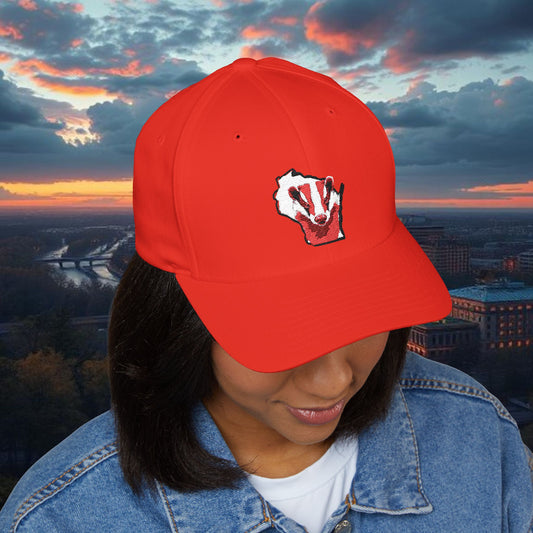 Badger Design Hat - Structured Embroidered Hat, Sports Hat, College Gear, Gift for Sports Fans, USA Map Cap
