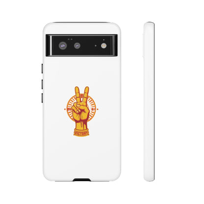 Victory Themed Stylish Phone Case - Tough Cases with Peace Sign Design, Customizable Phone Covers, Gift for Tojan Fans, Trendy Accessories