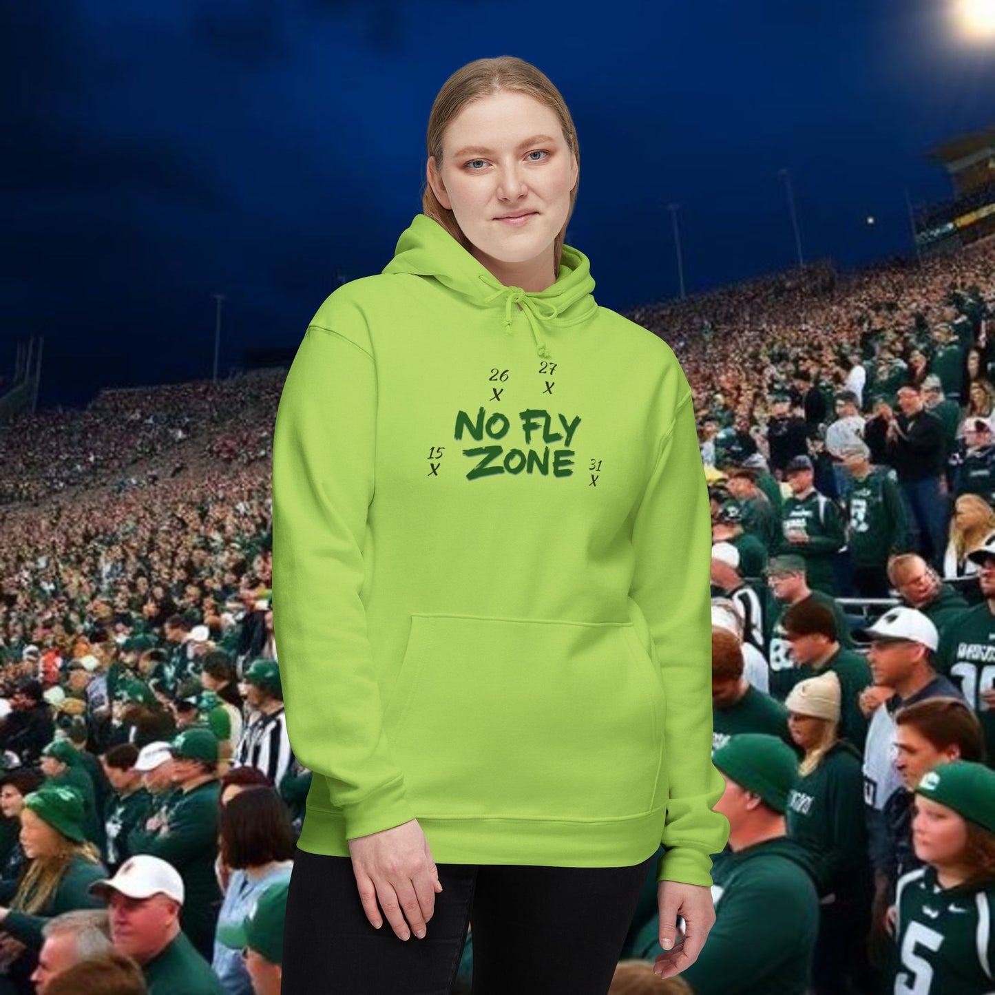 Unisex Hoodie, No Fly Zone Sweatshirt, College Apparel, Spartan Fan Gear, Gift for Him/Her, Made in USA