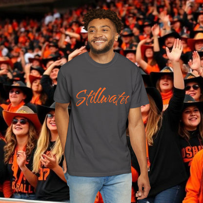 Stillwater Script T‑Shirt — Casual City Pride Tee, Soft-Style Shirt, Perfect for Gameday