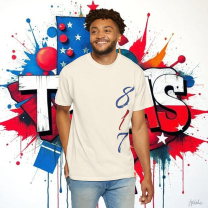 Texas 817 Graphic T-Shirt — Red, White & Blue State Pride Tee, Arlington Texas, Soft-Style T-Shirt, Perfect for Gameday