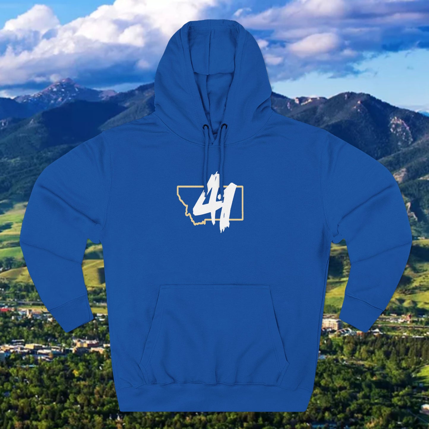 Montana '41' Outline Hoodie — Rustic State Pride Fleece Pullover