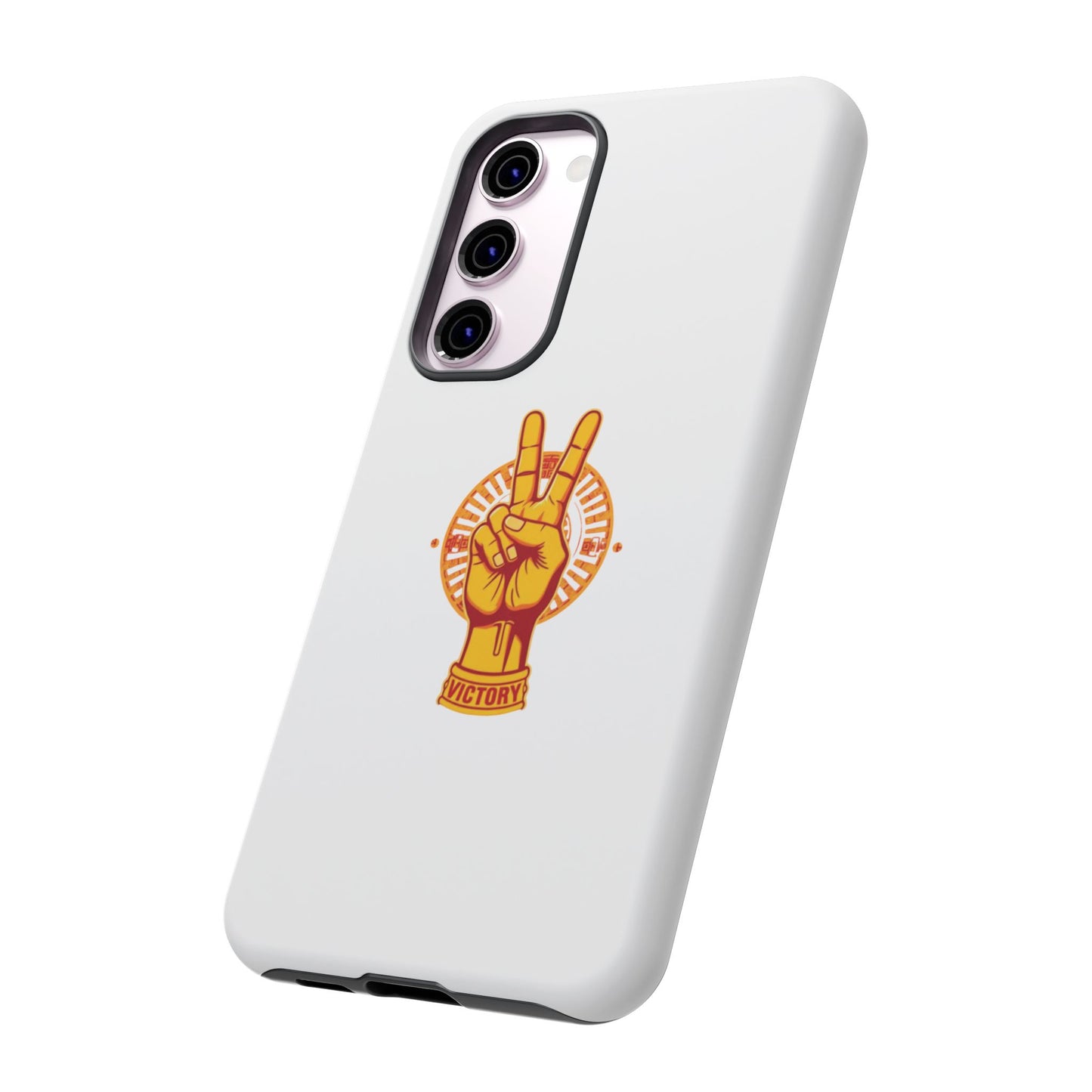 Victory Themed Stylish Phone Case - Tough Cases with Peace Sign Design, Customizable Phone Covers, Gift for Tojan Fans, Trendy Accessories