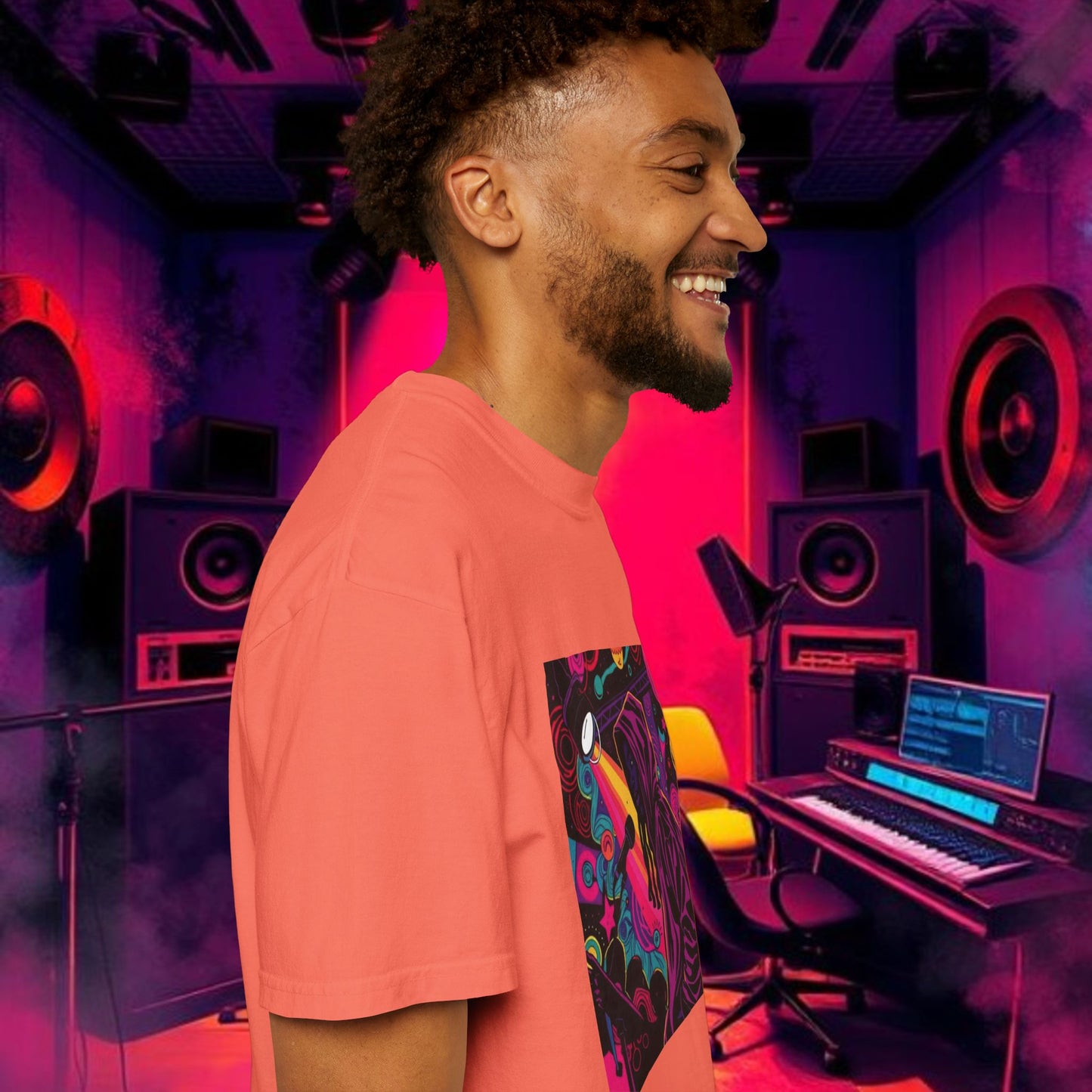 Colorful Unisex Garment-Dyed T-shirt, Artistic Graphic Tee, Music Festival Shirt, Casual Everyday Wear, Vibrant Streetwear, Unique Gift Idea