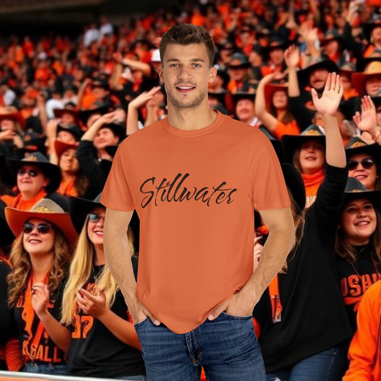Stillwater Script T‑Shirt — Casual City Pride Tee, Soft-Style Shirt, Perfect for Gameday