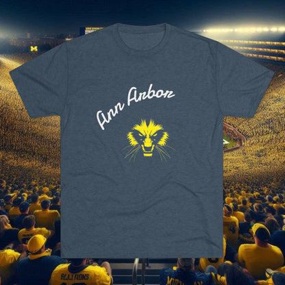 Ann Arbor Script Tee — Vintage Maize & Blue University T‑Shirt, Perfect for Gameday
