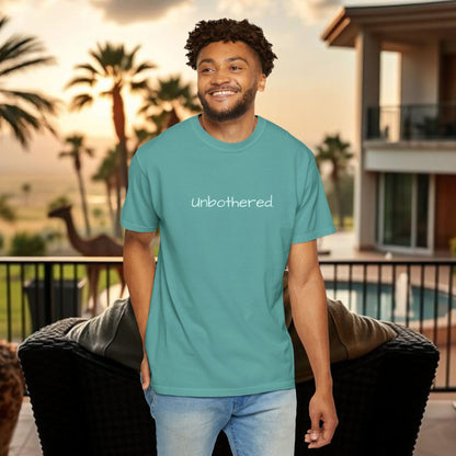 Unbothered Garment-Dyed T-Shirt, Relaxed Fit Tee, Casual Everyday Wear, Gift for Friends, Relaxation Apparel, Trendy Summer Top