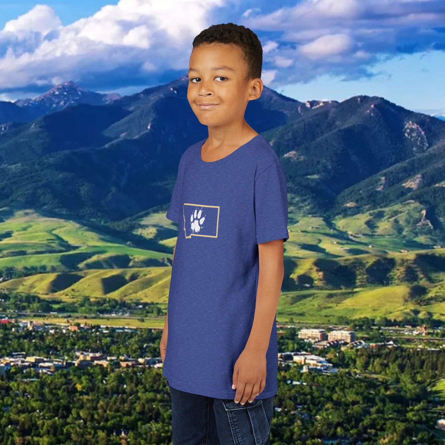 Bobcat Paw Print Youth Tee, Kids Animal Lover Shirt, State Pride T-Shirt, Perfect Gift for Birthdays, Bobcat Apparel