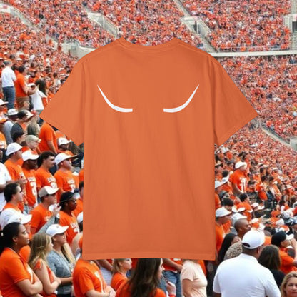 Austin Fan T-Shirt, Soft-style, front and back graphic. Stylish and fashionable tailgate attire.