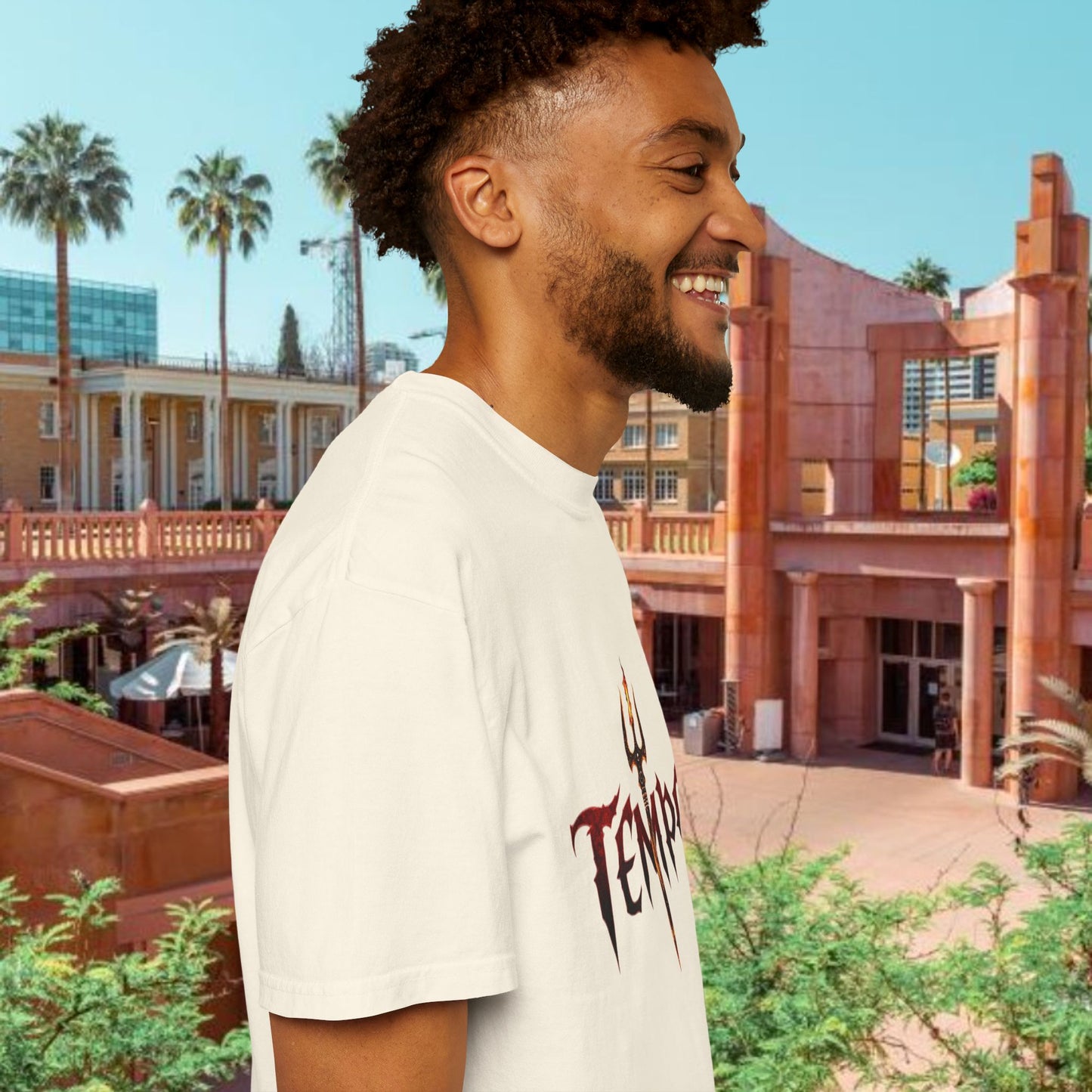 Unisex Garment-Dyed T-shirt with 'TEMPE' Design, Casual Summer Tee, Cool Streetwear Top, Perfect for Festivals