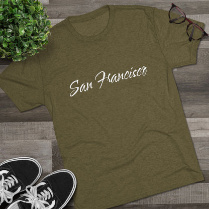 San Francisco Script Tee — Minimal City Skyline Graphic T‑Shirt, Perfect for Gameday, Tri-Blend