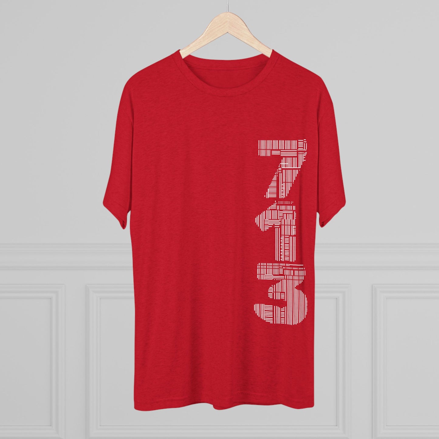 713 Vertical Number Tee — Paw Print Streetwear T‑Shirt, Tri-Blend, Super Soft, Perfect for Gameday