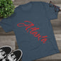 Atlanta Script Tee — Red Diagonal City Name T-Shirt, Tri-Blend Super Soft Style T-Shirt, Perfect for Gameday or a Night Out