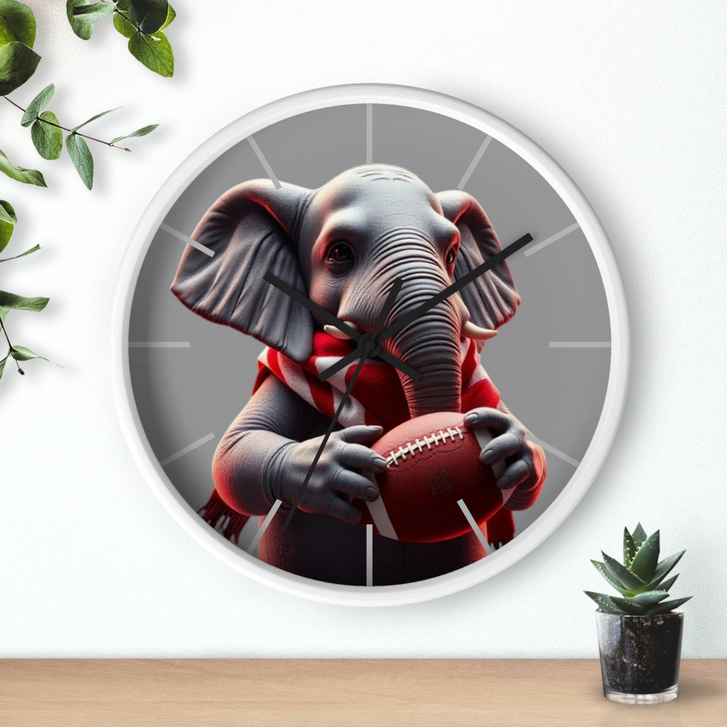 Playful Elephant Football Wall Clock, Unique Home Decor, Gift for Sports Lovers, Children's Room Decor, Fun Wall Art