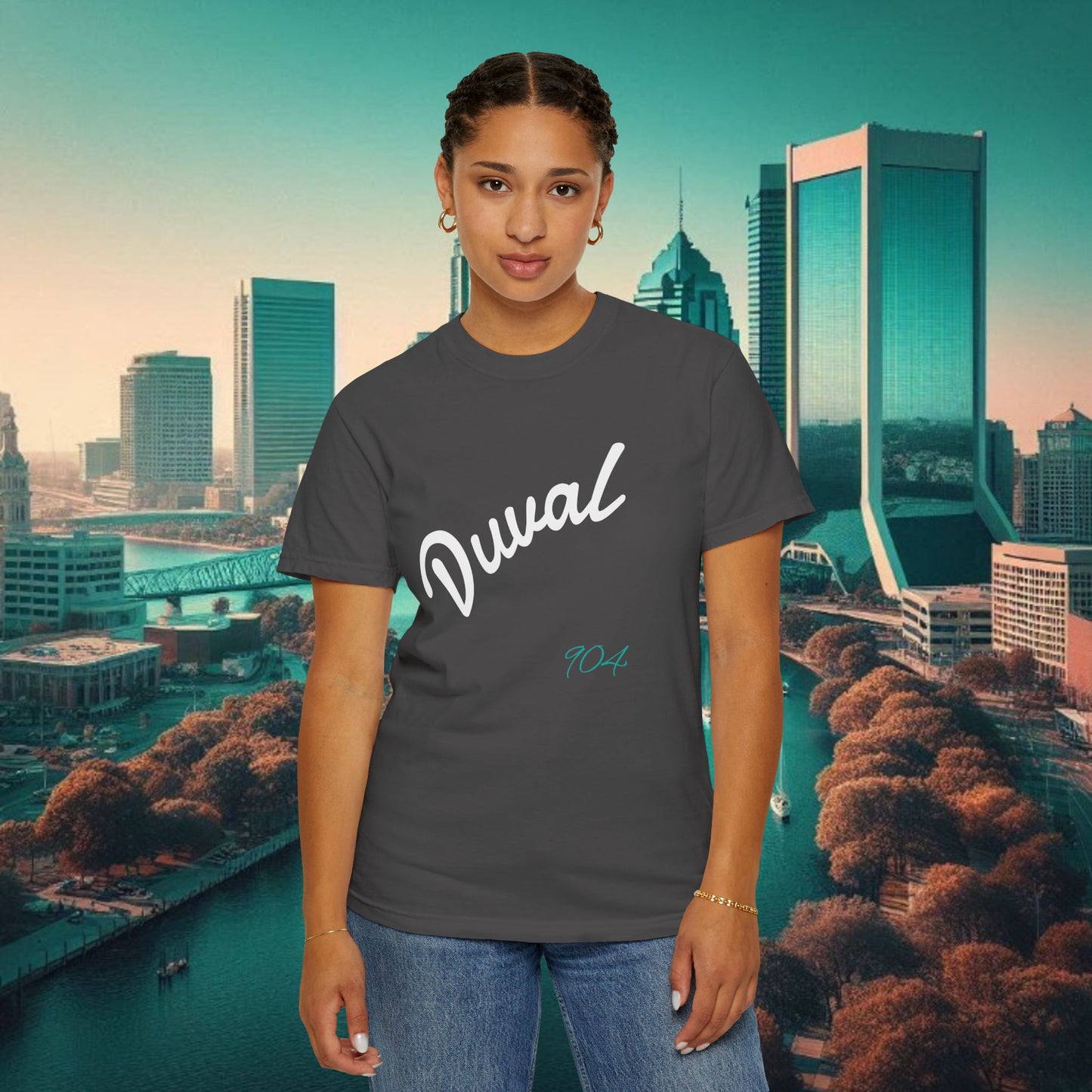 Duval Script T‑Shirt — Jacksonville Retro City Tee, Perfect for Gameday or Everyday Use. Soft style T-Shirt.