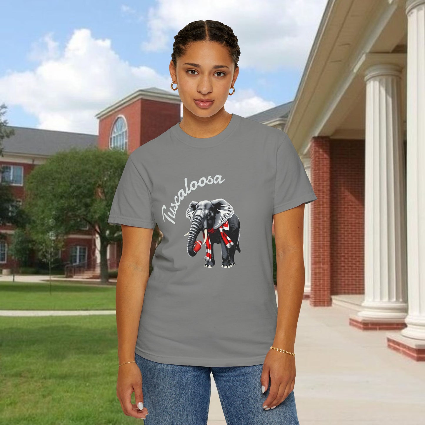 Tuscaloosa Elephant T-Shirt — University Pride Vintage Campus Tee, Soft-Style, Perfect T-Shirt for Gameday and the Tailgate