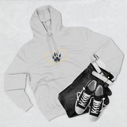 Bobcat Paw Print Fleece Hoodie, Cozy Sweatshirt, Casual Outdoor Wear, Unique Gift for Cat Fans, Montana State Fans