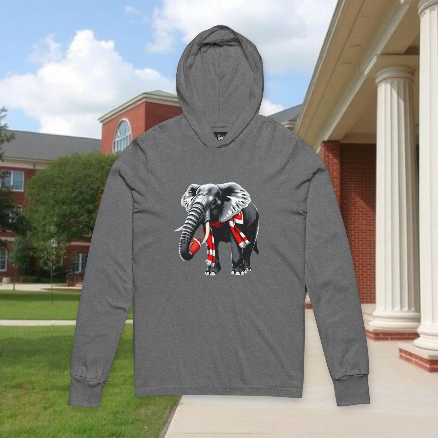 Elephant Love Unisex Hooded Long Sleeve Tee, Gift for Tailgates, Eco-Friendly Fashion, Comfortable Hoodie, Unique Graphic Tee