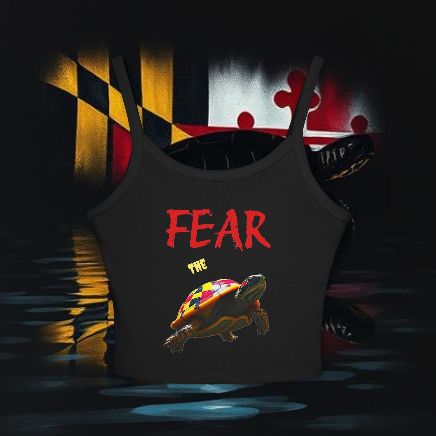 Fear Turtle Print Women's Tank Top, Cool Summer Apparel, Gym Top, Festival Wear, Maryland Fashion