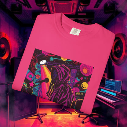 Colorful Unisex Garment-Dyed T-shirt, Artistic Graphic Tee, Music Festival Shirt, Casual Everyday Wear, Vibrant Streetwear, Unique Gift Idea