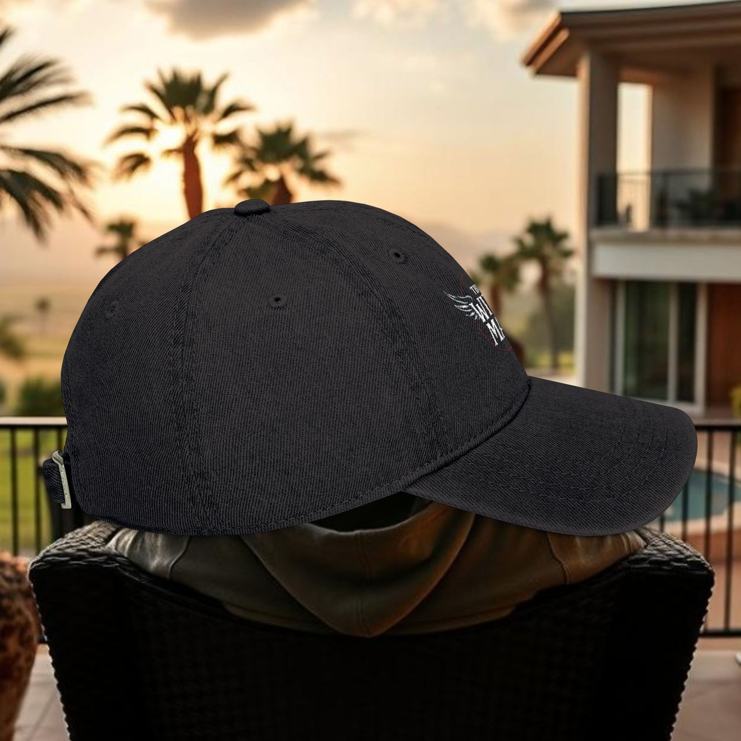 Stylish Embroidered Denim Hat - The Wing Man | Gift for Him, Casual Accessory, Trendy Headwear, Summer Style, Sports Cap