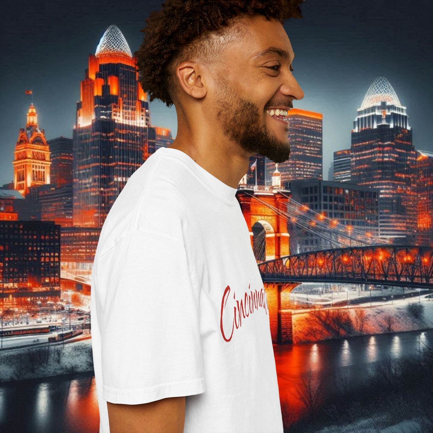Cincinnati Script T-Shirt — Retro City Name Tee, Tri-Blend, Ultra Comfort, Perfect for Gameday
