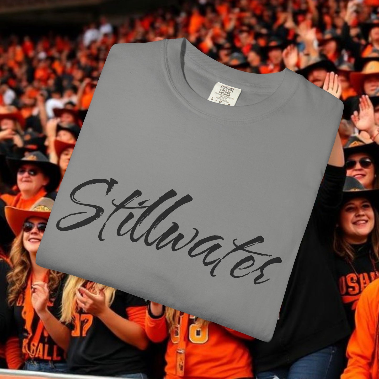 Stillwater Script T‑Shirt — Casual City Pride Tee, Soft-Style Shirt, Perfect for Gameday