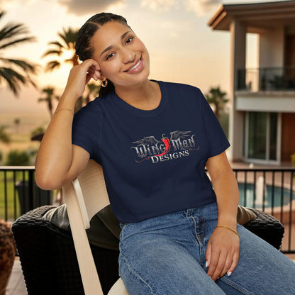Wing Man Designs Unisex Softstyle T-Shirt, Cool Graphic Tee, Gift for Him/Her, Casual Everyday Wear, Perfect for Celebrations