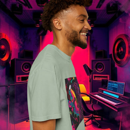 Colorful Unisex Garment-Dyed T-shirt, Artistic Graphic Tee, Music Festival Shirt, Casual Everyday Wear, Vibrant Streetwear, Unique Gift Idea