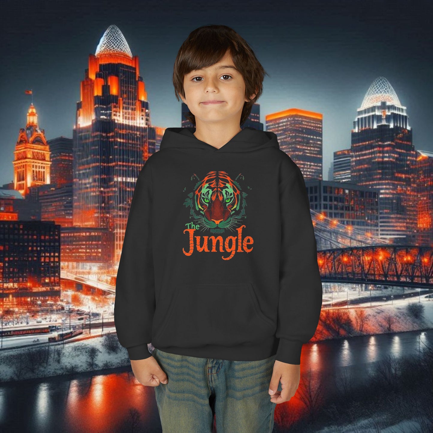 Youth Jungle Hooded Sweatshirt, Cozy Kids Hoodie, Jungle Apparel, Perfect for Gameday, Great Gift for Birthdays