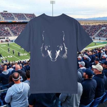 Reno Tee, Vertical Reno Logo and Subtle Wolf Graphic, Soft Style Shirt, Perfect style for Gameday