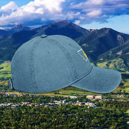 Montana Paw Print Denim Hat, Embroidered Hat, Casual Wear, Gift for Bobcat Fans, Outdoor Adventure Cap, Summer Accessories