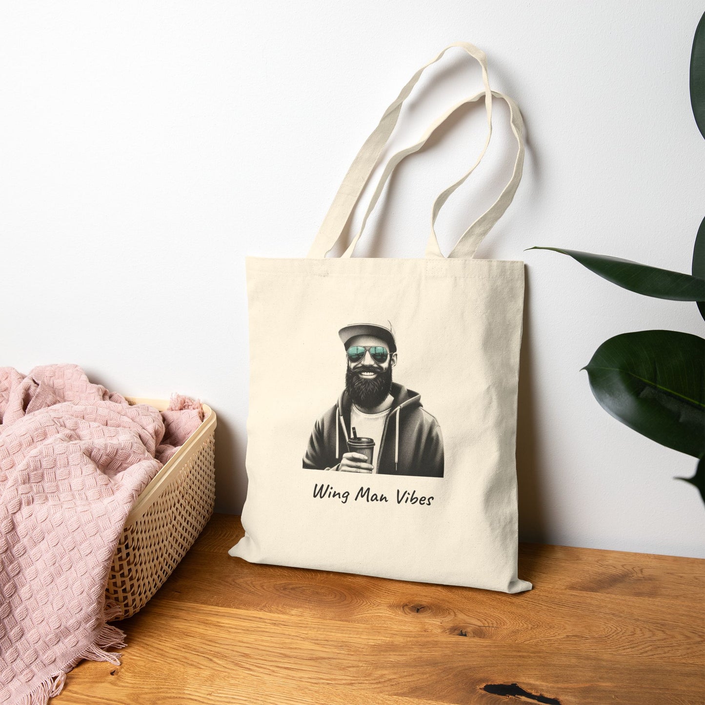 Wing Man Vibes Tote Bag, Cotton Canvas Bag, Eco-Friendly Shopper, Gift for Him, Casual Carryall, Unique Art Tote