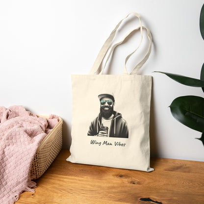 Wing Man Vibes Tote Bag, Cotton Canvas Bag, Eco-Friendly Shopper, Gift for Him, Casual Carryall, Unique Art Tote