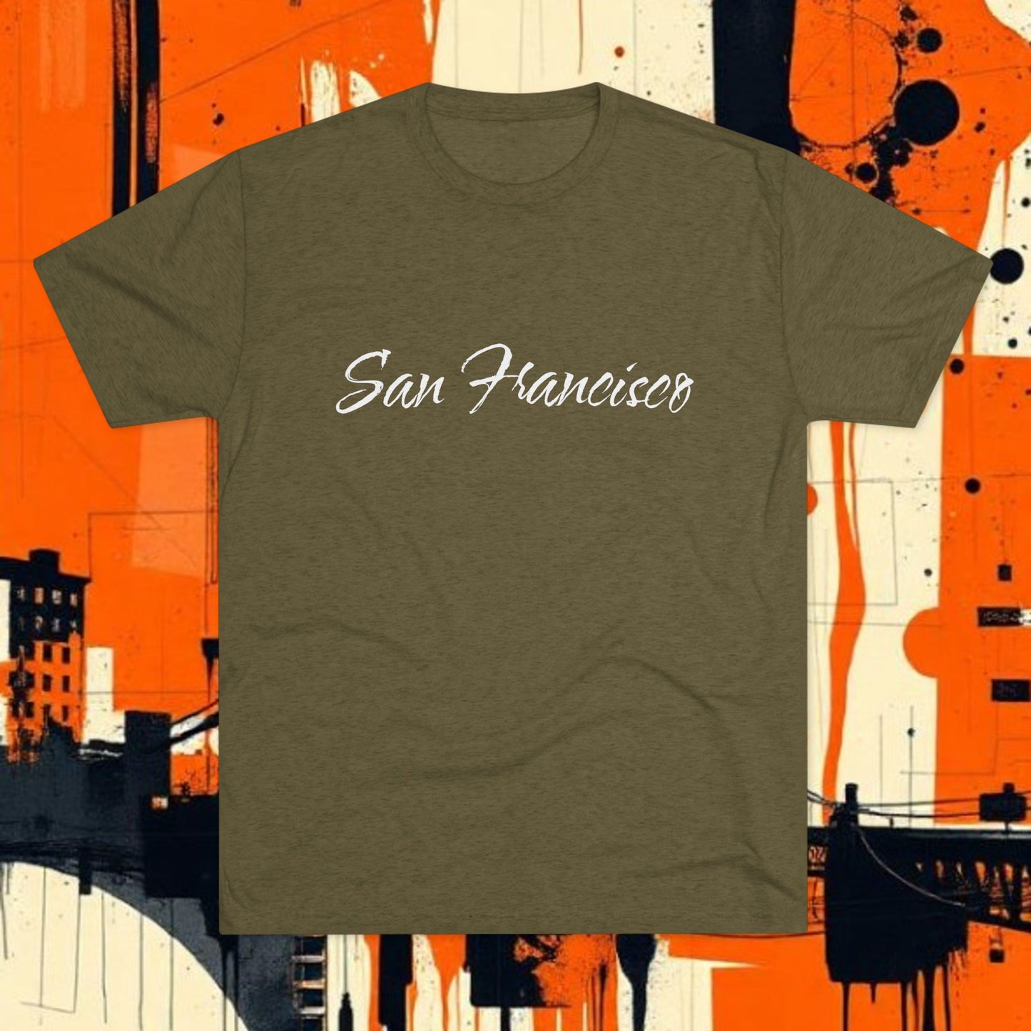 San Francisco Script Tee — Minimal City Skyline Graphic T‑Shirt, Perfect for Gameday, Tri-Blend