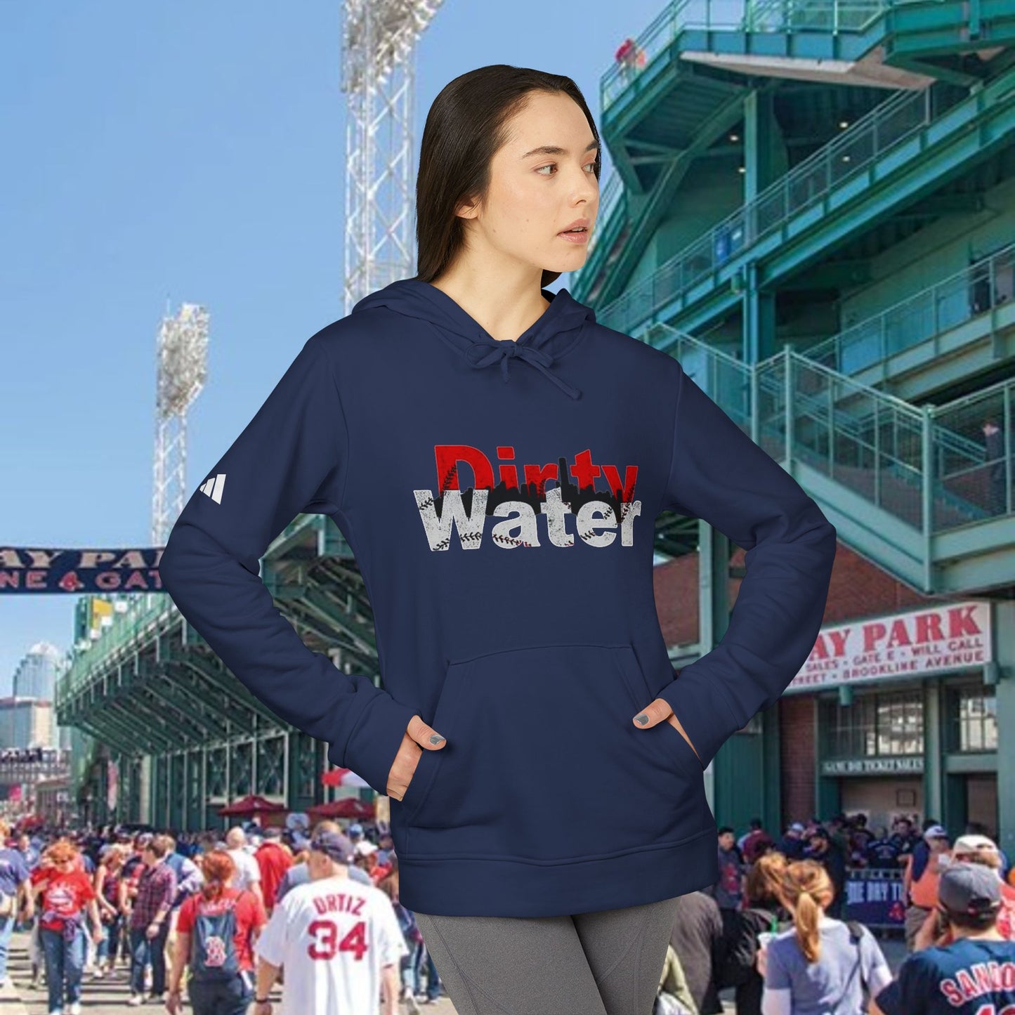 Dirty Water Unisex Fleece Hoodie with Boston Dirty Water Design, Cozy Casual Wear, Gift for Baseball Fans