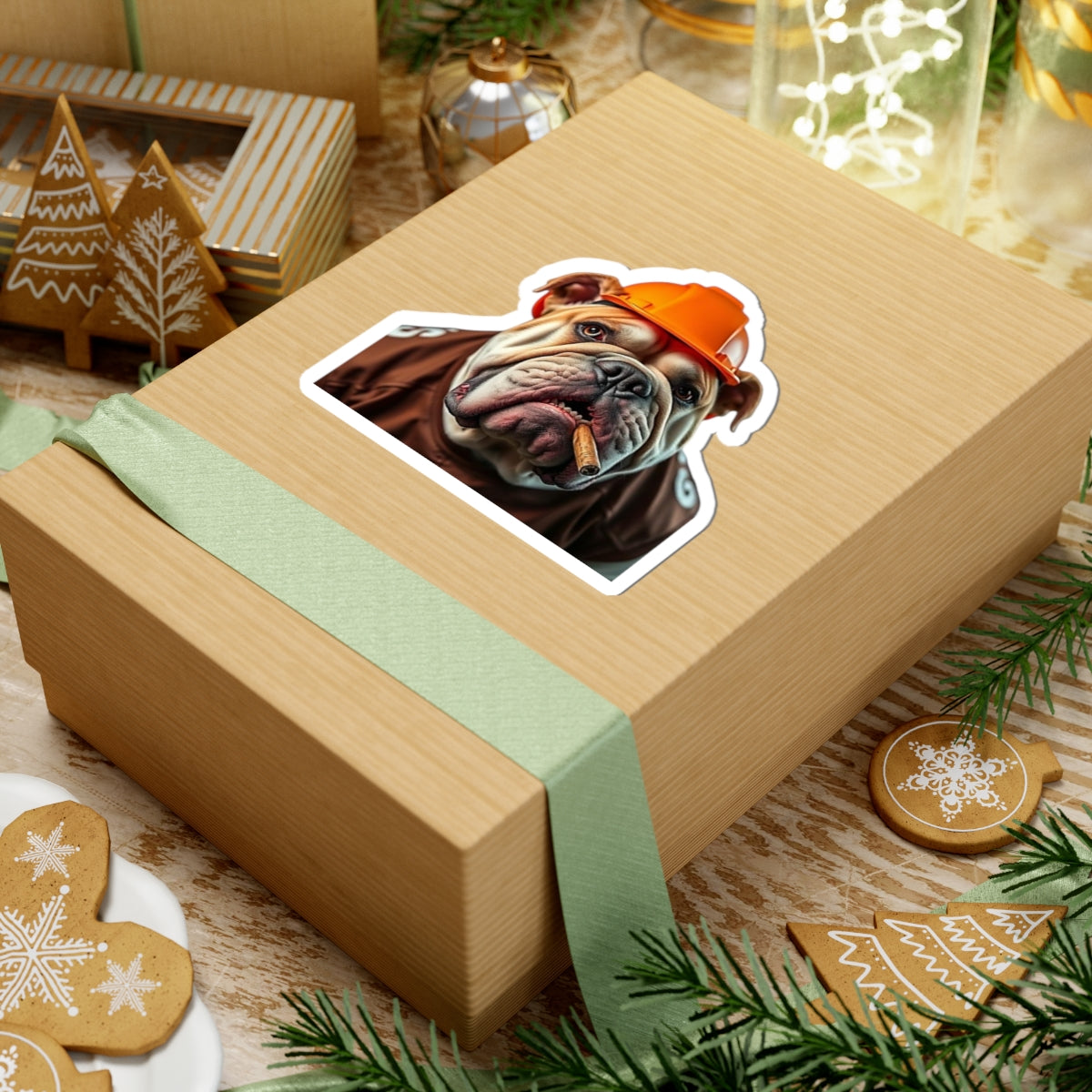 Bulldog Construction Kiss-Cut Stickers | Funny Dog Stickers, Laptop Decals, Unique Gift, Pet Lover Decor, Cute Home Office