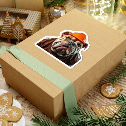 Bulldog Construction Kiss-Cut Stickers | Funny Dog Stickers, Laptop Decals, Unique Gift, Pet Lover Decor, Cute Home Office