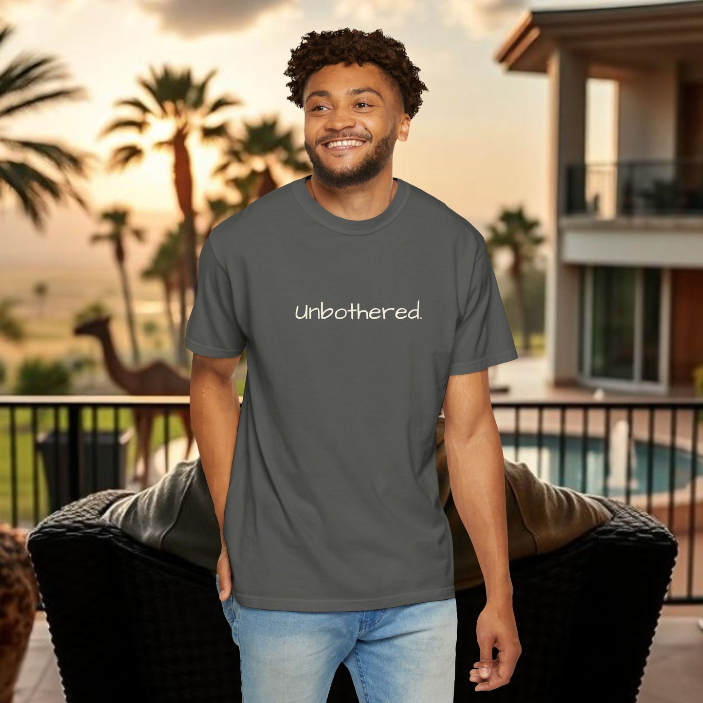 Unbothered Garment-Dyed T-Shirt, Relaxed Fit Tee, Casual Everyday Wear, Gift for Friends, Relaxation Apparel, Trendy Summer Top