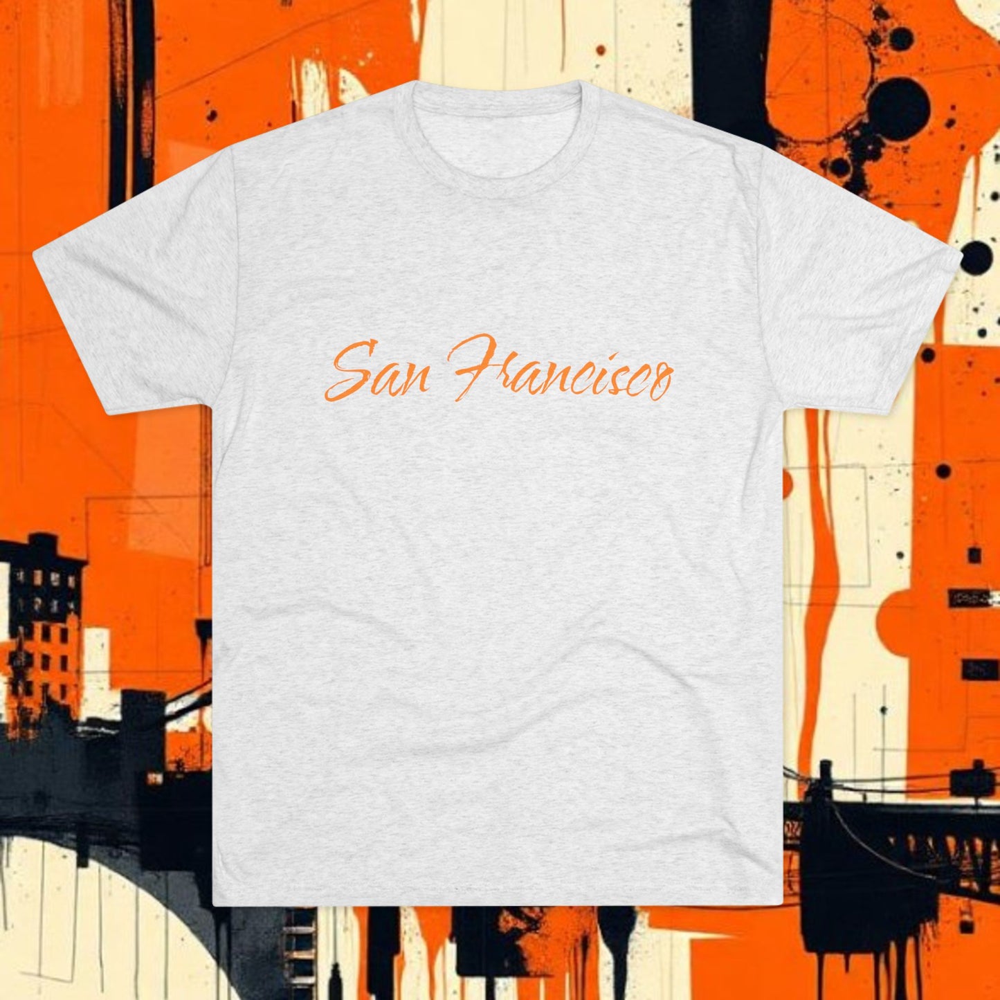 San Francisco Script Tee — Minimal City Skyline Graphic T‑Shirt, Perfect for Gameday, Tri-Blend