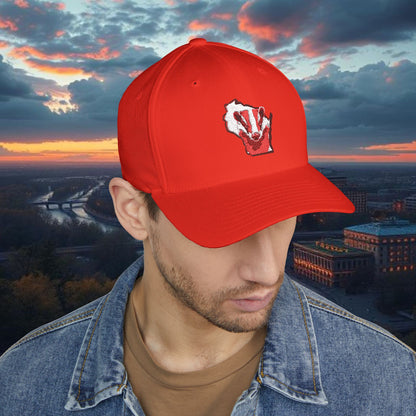 Badger Design Hat - Structured Embroidered Hat, Sports Hat, College Gear, Gift for Sports Fans, USA Map Cap